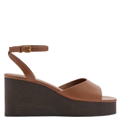 Mango leren sleehakken met sleehak cognac