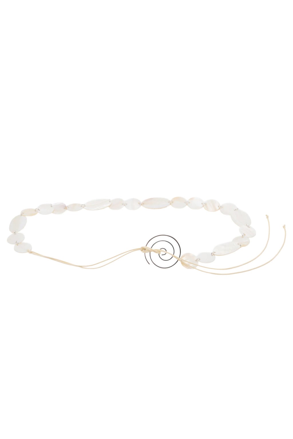 Mango riem zilverkleurig/wit