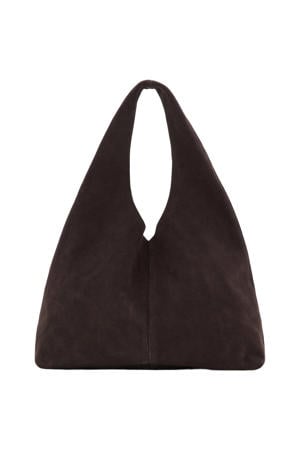 suede shopper donkerbruin