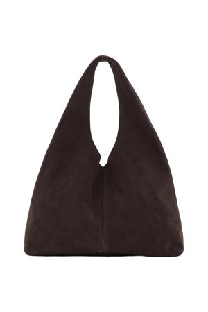 suede shopper donkerbruin