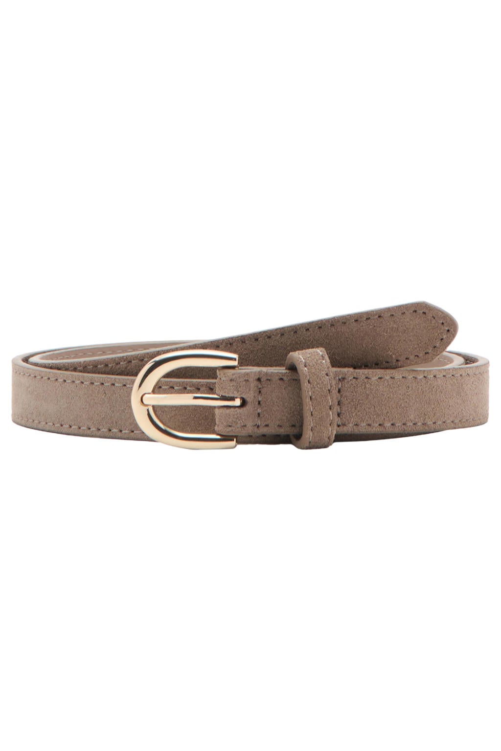 Mango leren riem beige