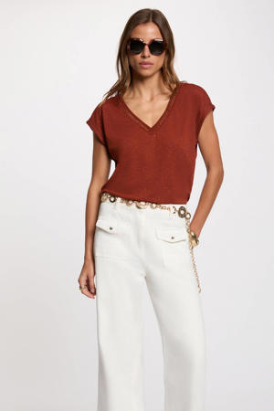 top met glitters - cognac