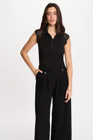 mouwloze top - zwart