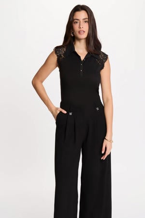 mouwloze top - zwart
