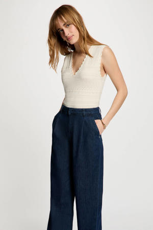 semi-transparante mouwloze top - ecru