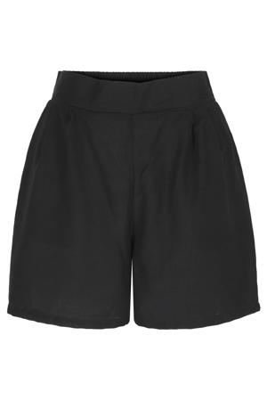regular waist straight fit paperbag short - zwart