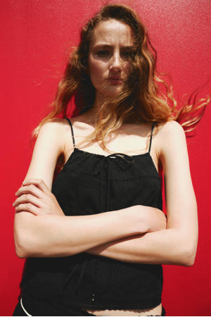 broderie top - zwart