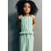 Mango Kids gestreepte top met ruches - lichtgroen