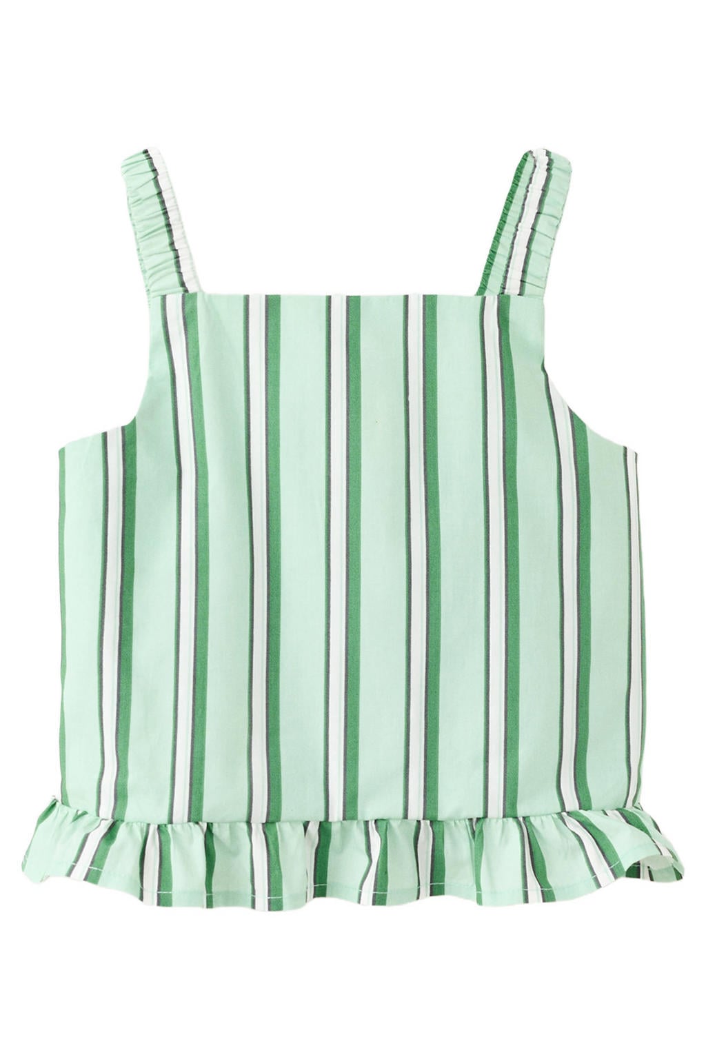 Mango Kids gestreepte top met ruches - lichtgroen