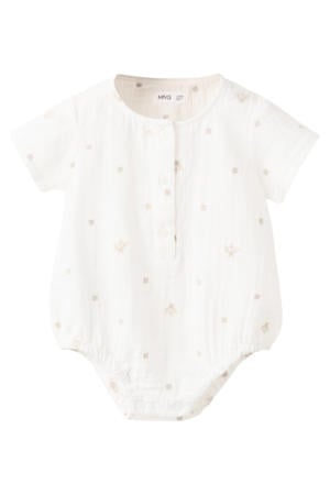 katoenen romper met borduursels - wit