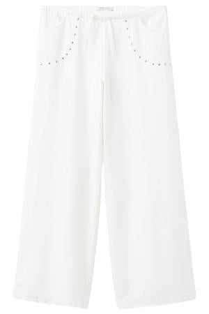 casual broek met studs - wit