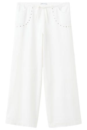 casual broek met studs - wit