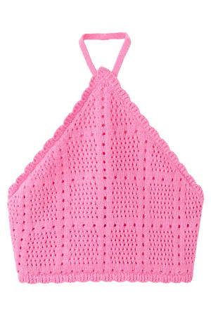 gehaakte haltertop - roze
