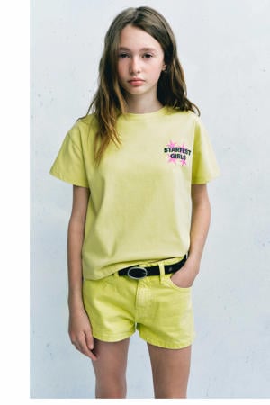 denim short - geel