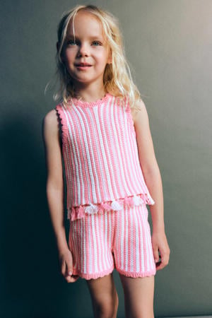 gestreepte gebreide top - roze