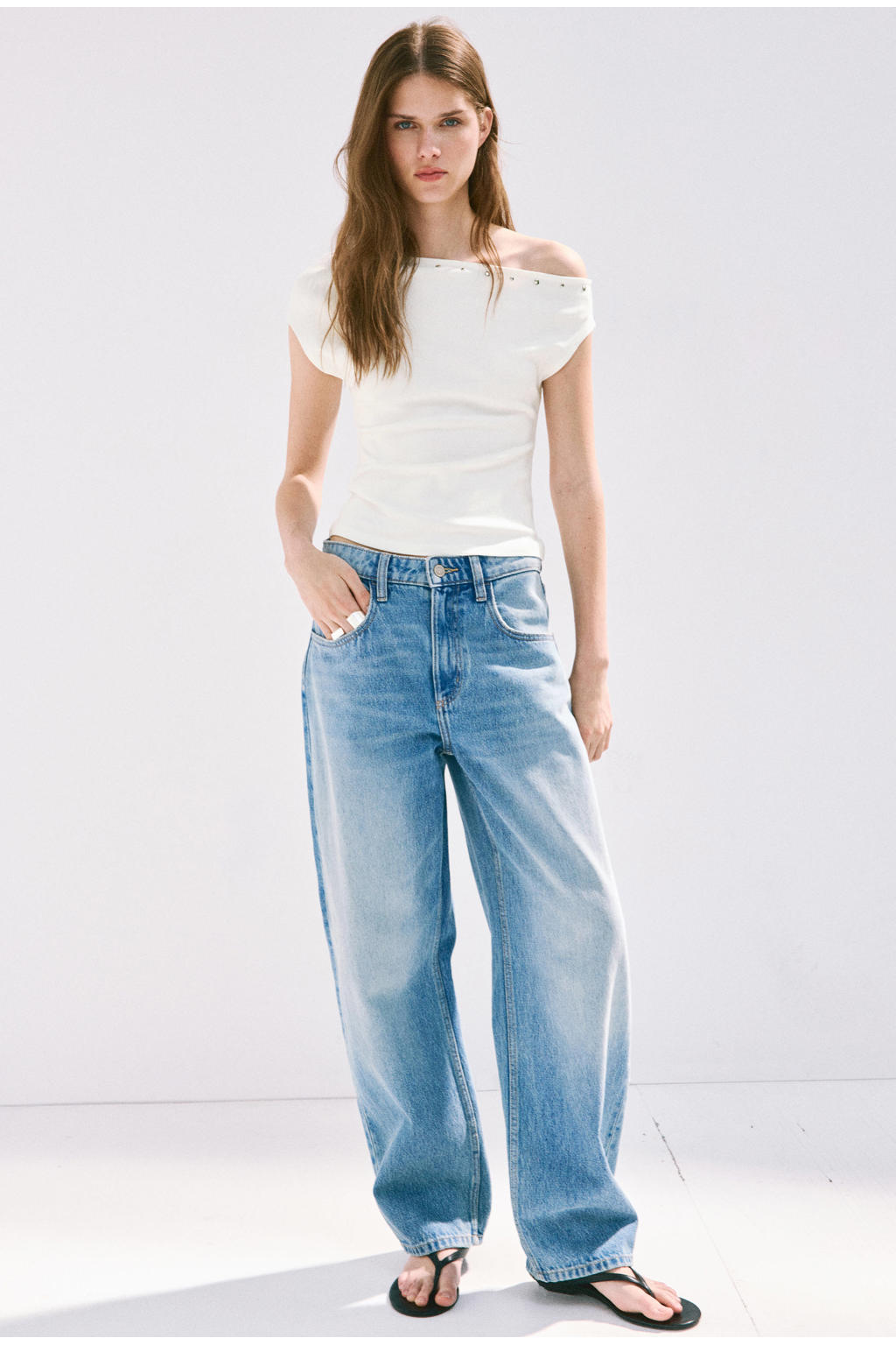 Mango top met studs - wit