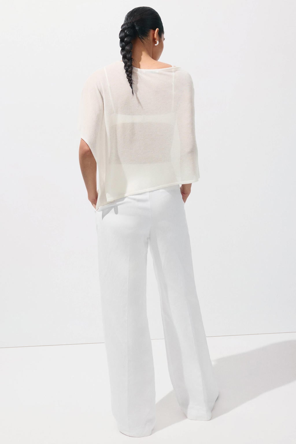 Mango semi-transparante top - ecru