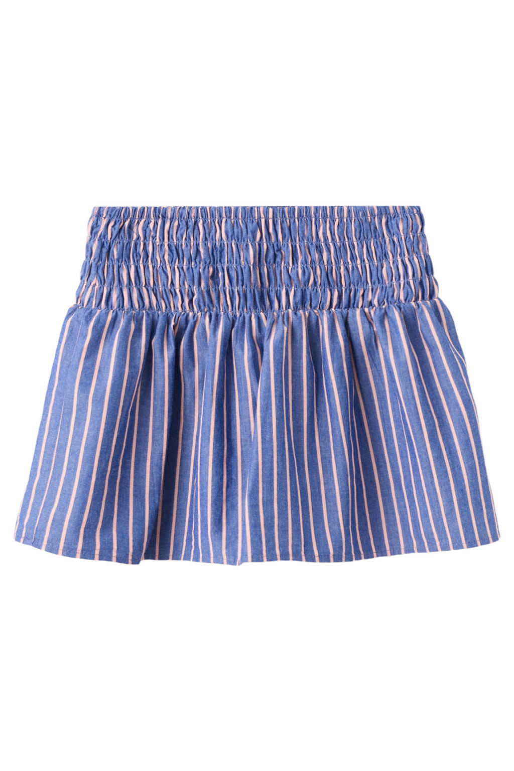 Mango Kids gestreepte korte rok met smockwerk - blauw