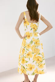 thumbnail: Mango gebloemde midi jurk - geel