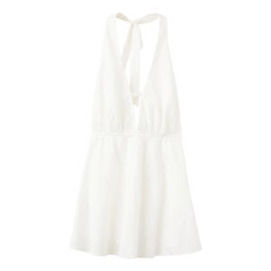 halter broderie jurk - wit