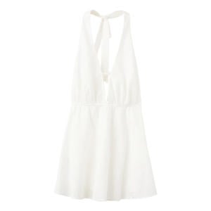 halter broderie jurk - wit