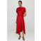 Mango one shoulder midi jurk - rood