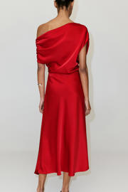 thumbnail: Mango one shoulder midi jurk - rood