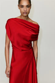 thumbnail: Mango one shoulder midi jurk - rood