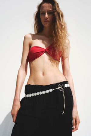 wide leg broderie broek - zwart