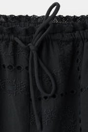 thumbnail: Mango wide leg broderie broek - zwart