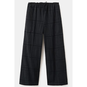 wide leg broderie broek - zwart
