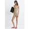 Mango low waist regular fit gehaakte strandshort met ceintuur - zand