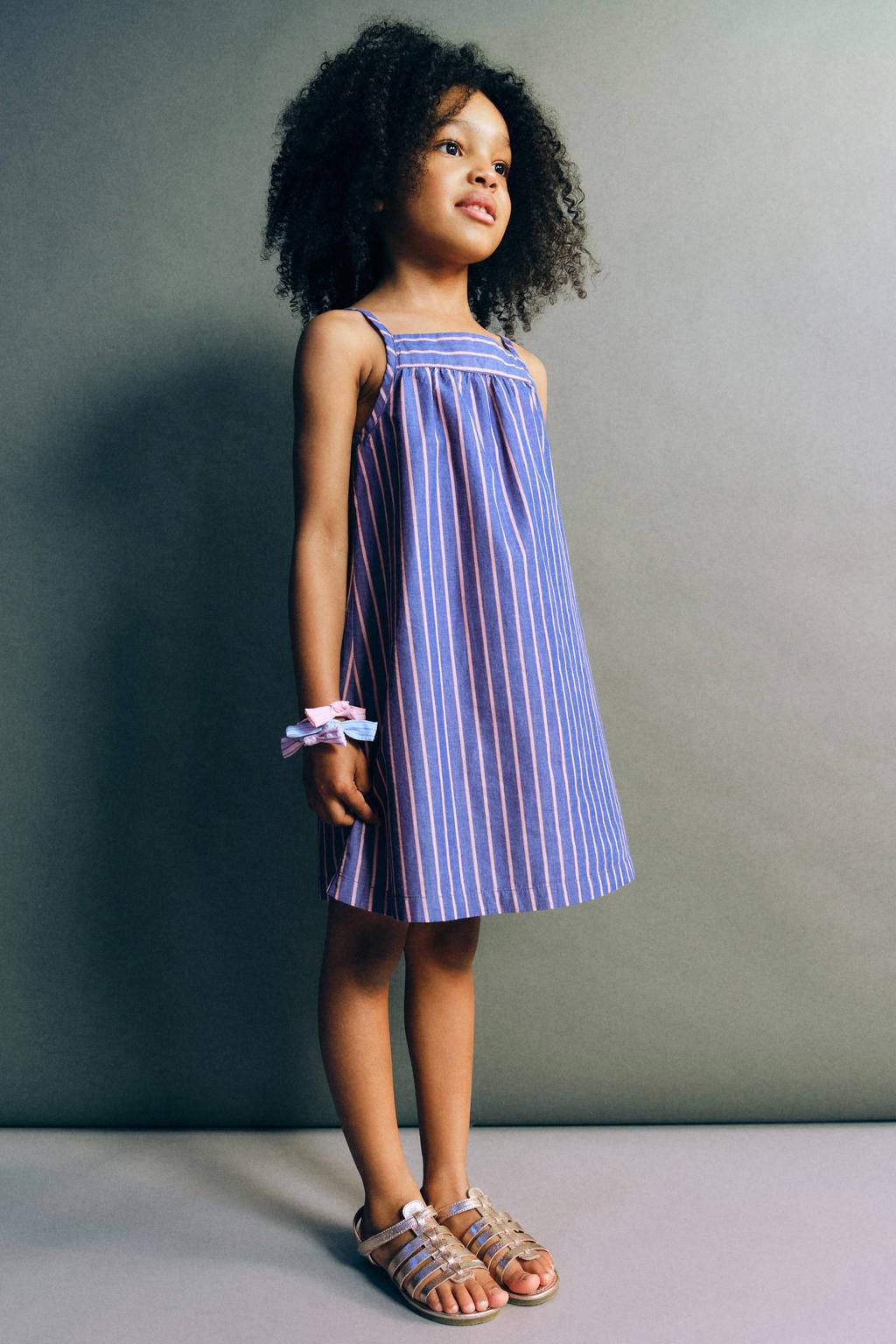 Mango Kids gestreepte korte zomerjurk - blauw