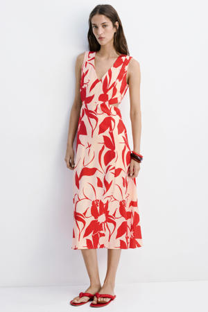 gebloemde maxi jurk Plus Size - rood