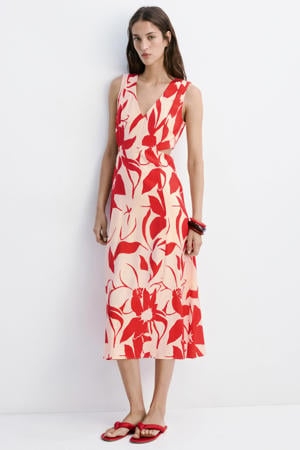 gebloemde maxi jurk - rood