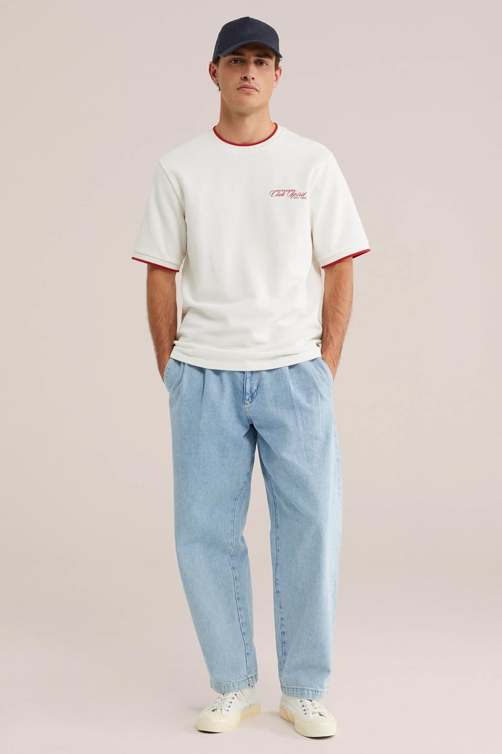 WE Fashion relaxed fit T-shirt met print - ecru