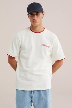 relaxed fit T-shirt met print - ecru