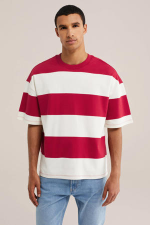 boxy gestreepte T-shirt - rood
