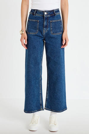 high waist wide leg jeans - donkerblauw