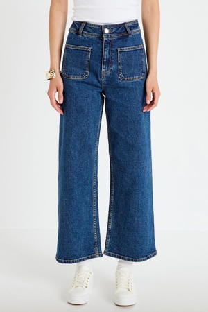 high waist wide leg jeans - donkerblauw