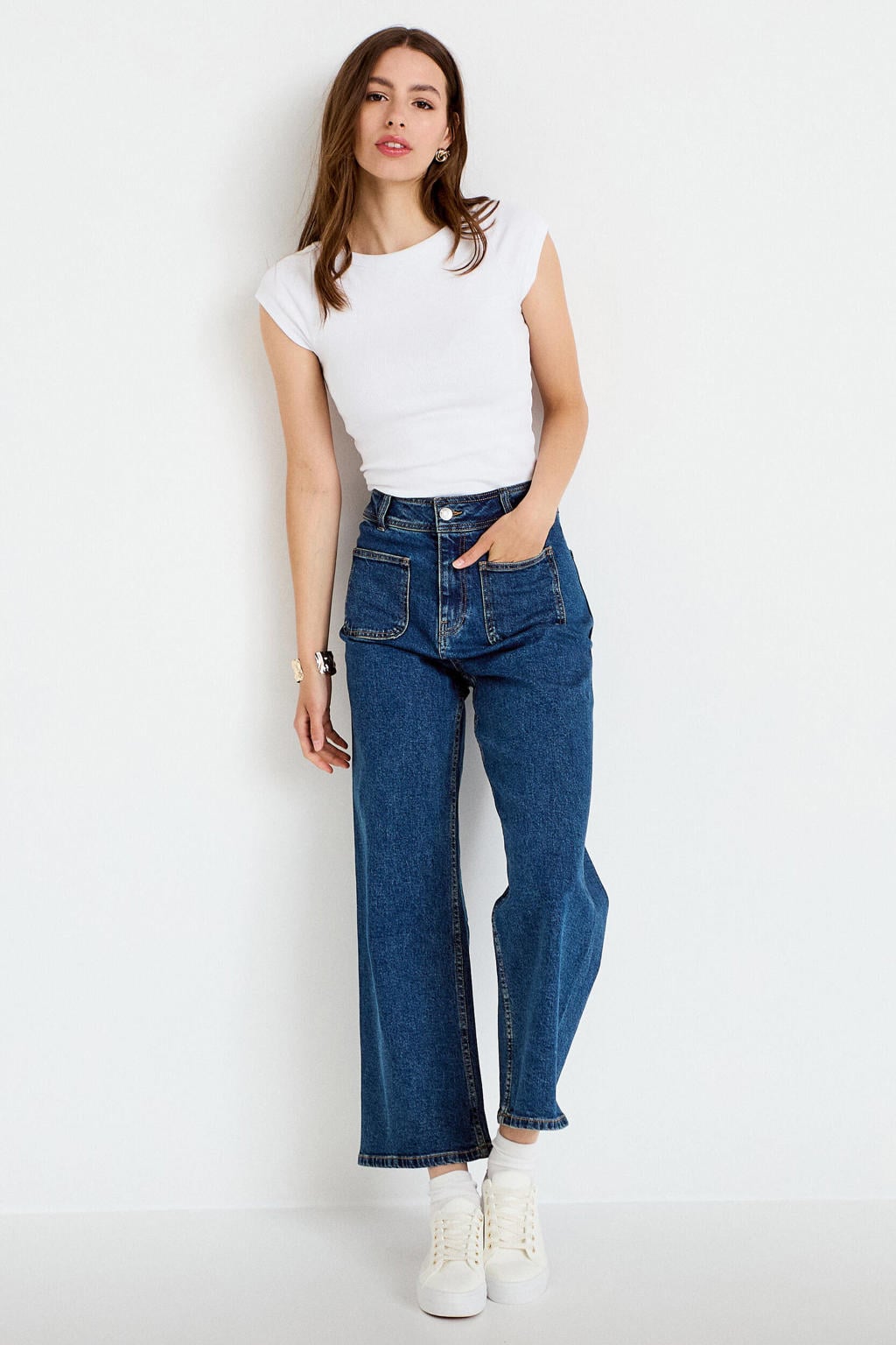 Cache Cache high waist wide leg jeans - donkerblauw