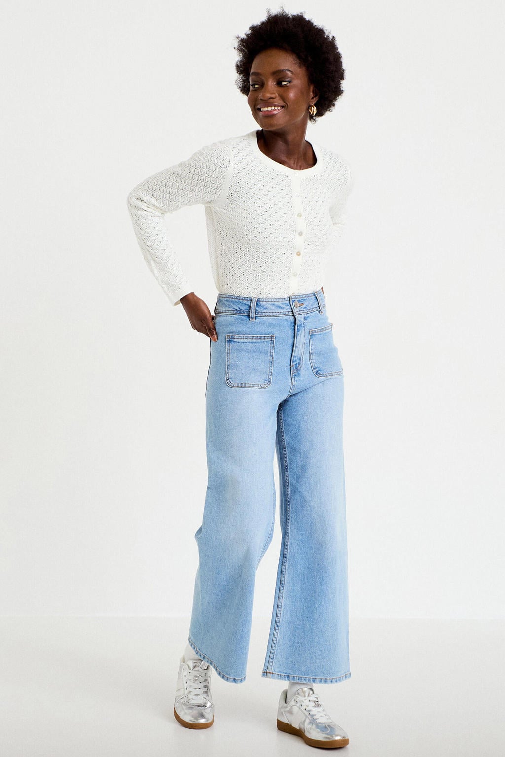 Cache Cache high waist wide leg jeans - lichtblauw