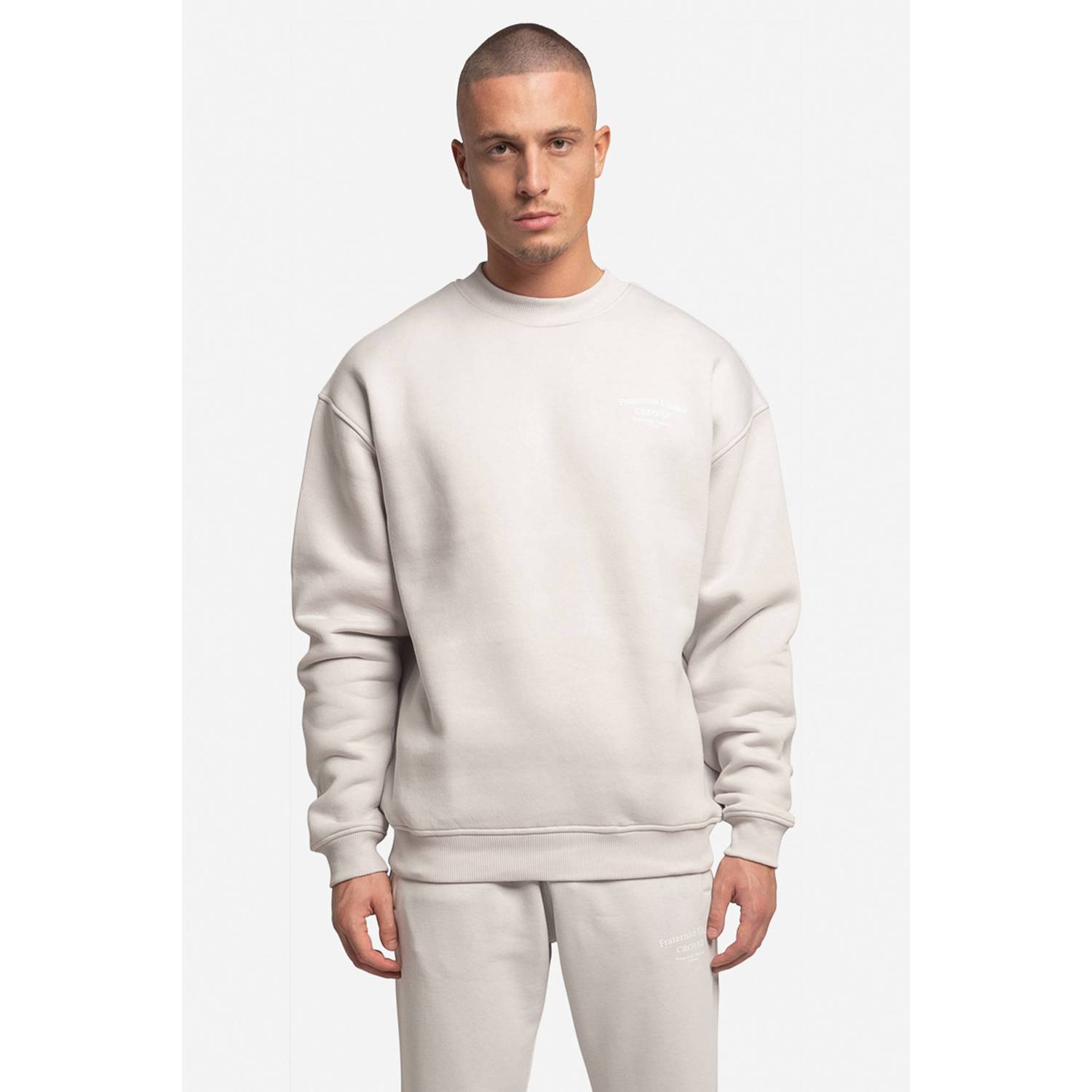 Croyez relaxed fit sweater met backprint light grey