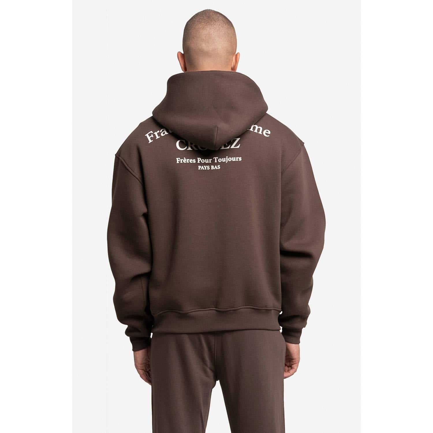 Croyez sweatvest met backprint dark brown