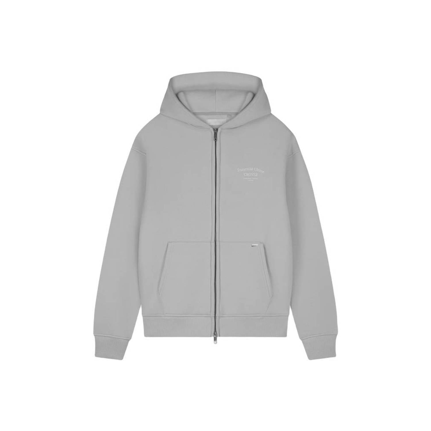 Croyez sweatvest met backprint light grey