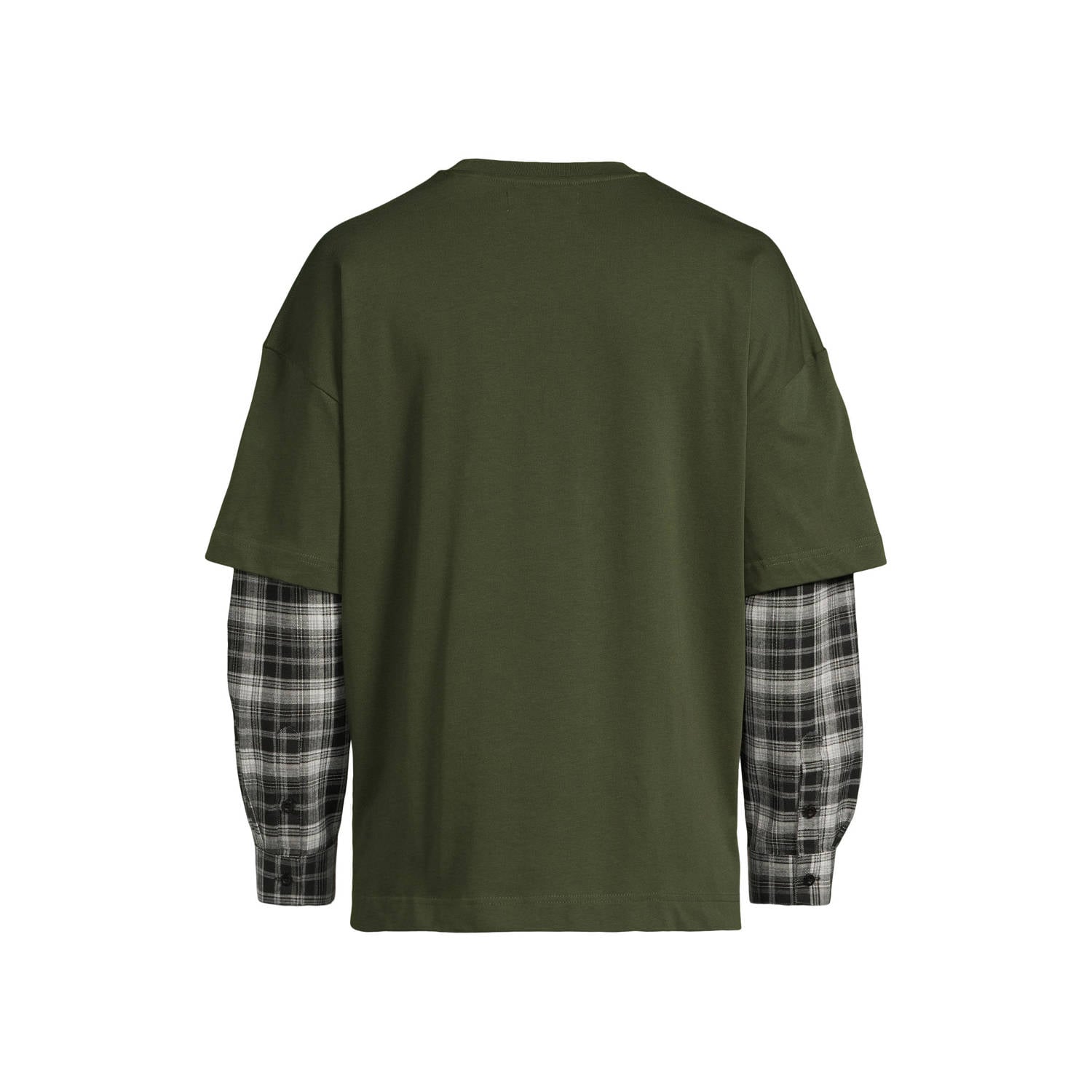 Croyez relaxed fit geruite longsleeve met logo donkergroen