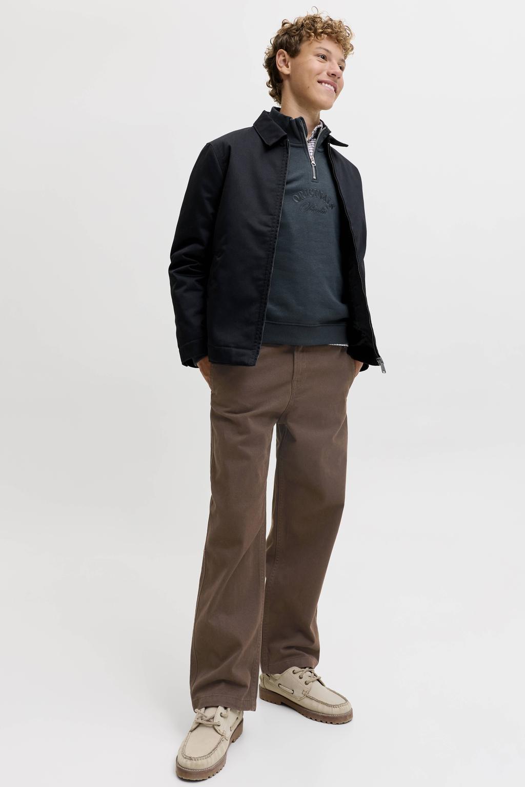 JACK & JONES JUNIOR baggy casual broek - donkerbruin