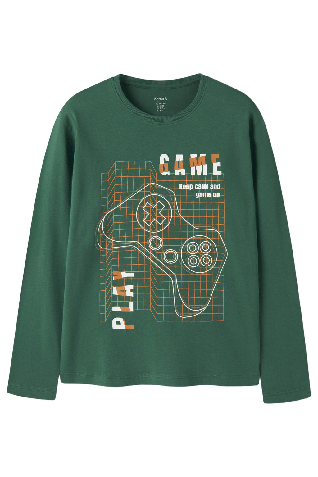 Groene jongens NAME IT KIDS oversized longsleeve van katoen met printopdruk, lange mouwen en ronde hals