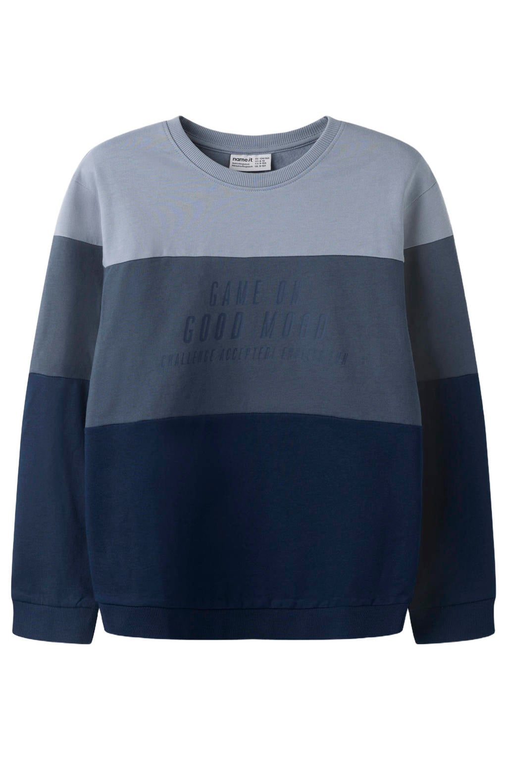 NAME IT KIDS rechtvallende sweater met tekst - donkerblauw
