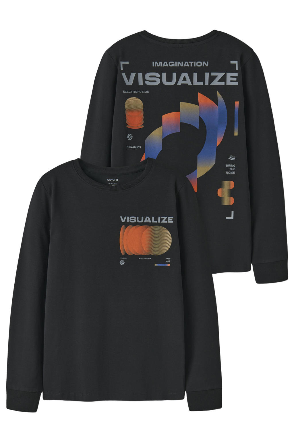 NAME IT KIDS longsleeve met backprint - zwart